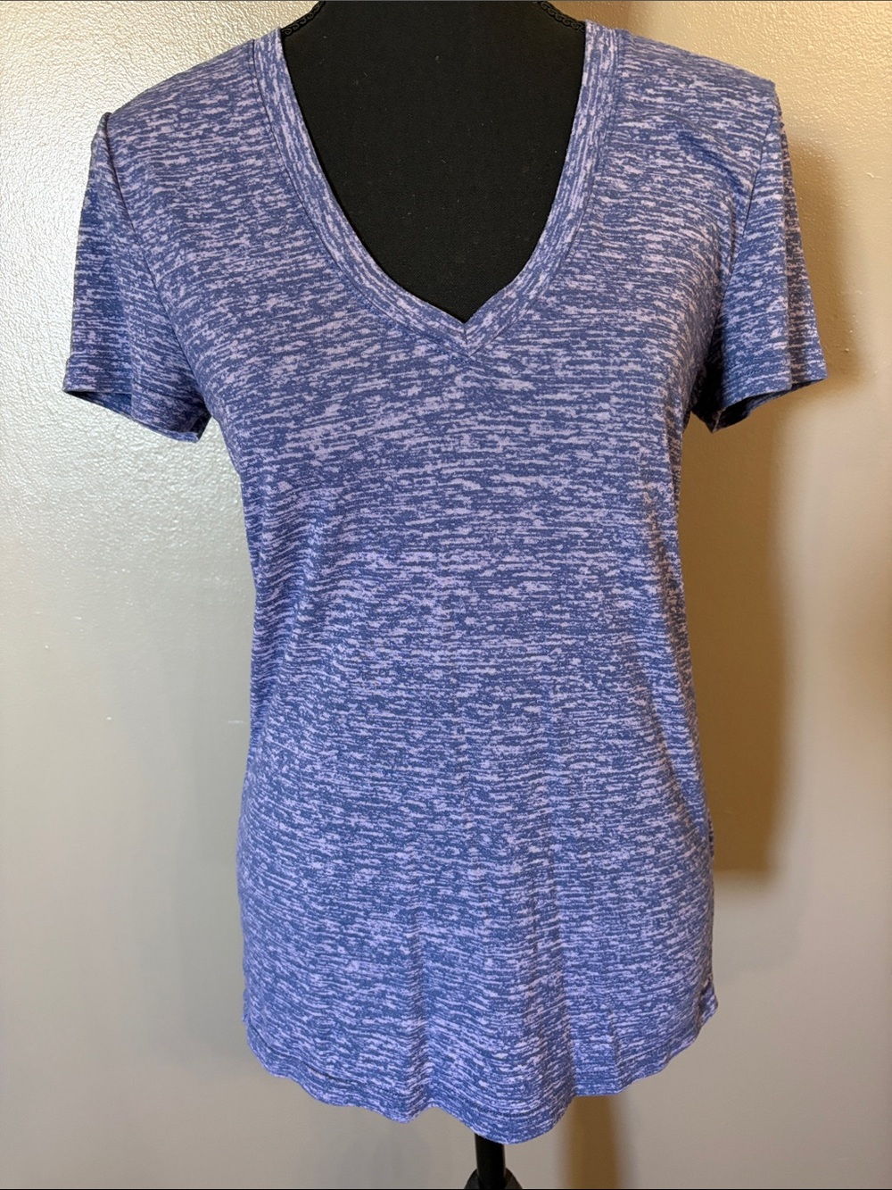 adidas Women's Heathered Lavender V-Neck Short Sleeve Tee